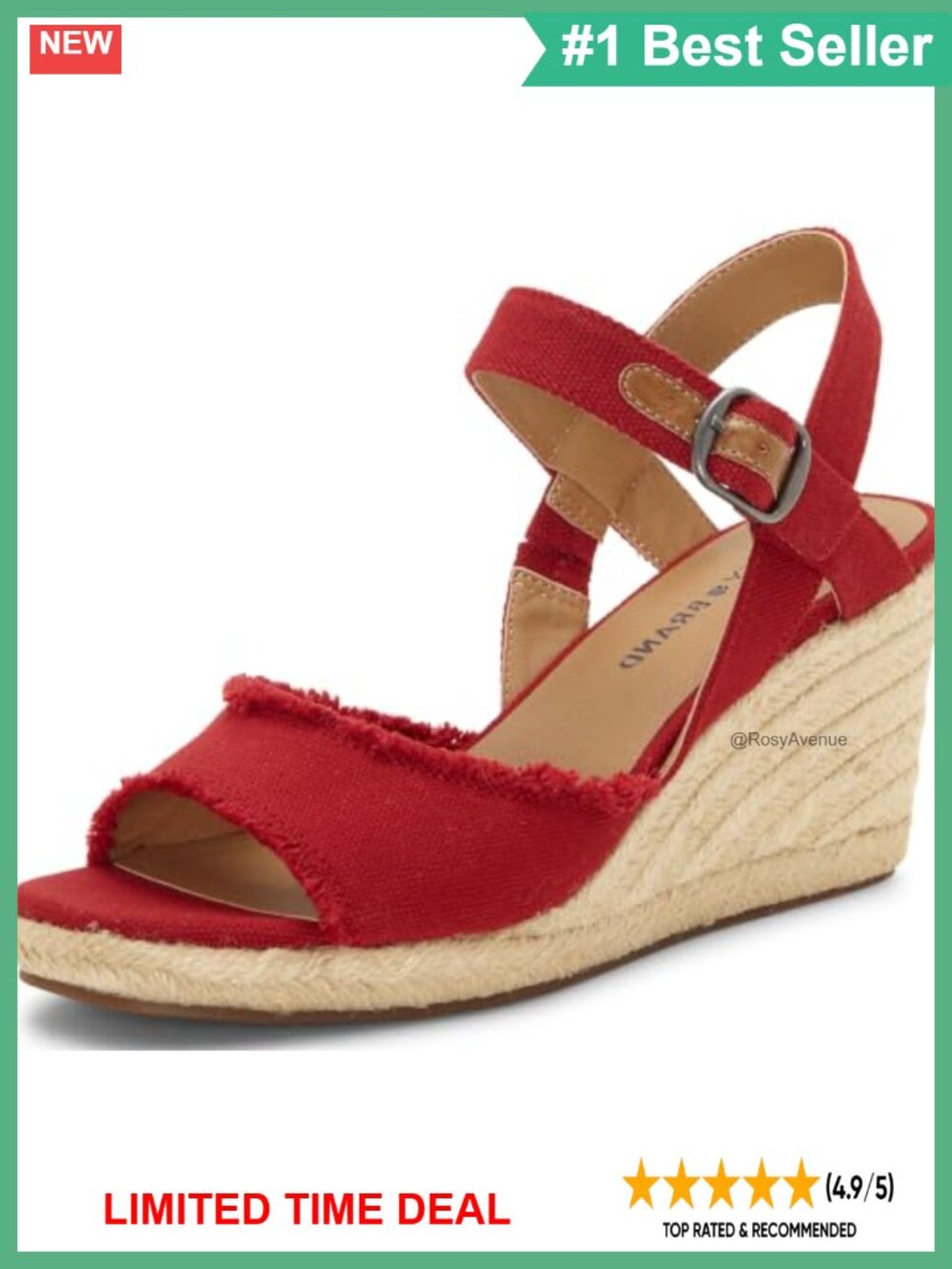 Mindra Espadrille Wedge Sandal Open Toe Memory Foam Ankle Strap